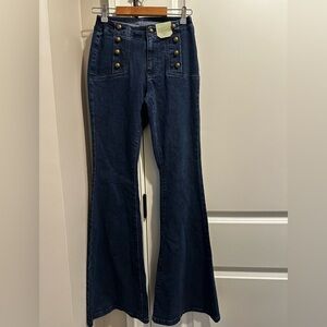 JCPenney Dark Blue Buttoned Flare Jeans